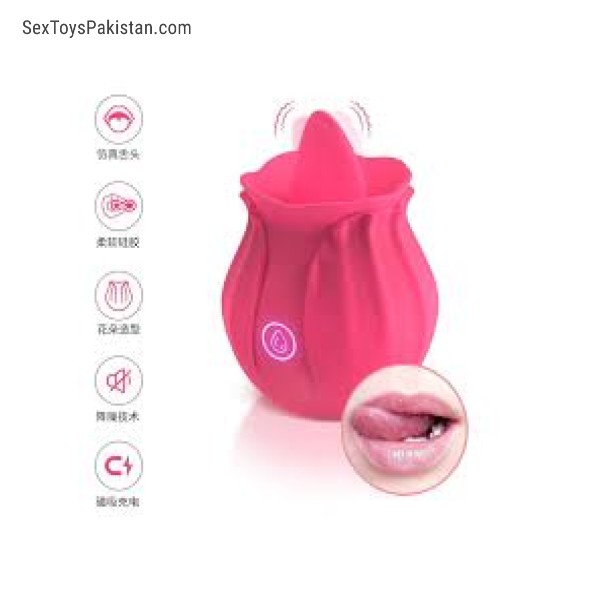 Rose Shape Tongue Licking Vaginal Breast Nipple G Spot Massager Sex Toy